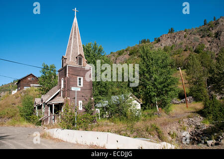 Eine Ansicht des Klondike Gold Rush Poststation Stadt der Telegraph Creek in der Stikine Region des nördlichen British Columbia, Kanada Stockfoto