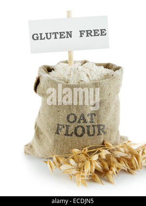Hafermehl in kleinen Leinen sack Stockfoto