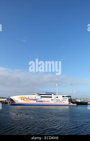 Condor ferries Vitesse im Dock in Weymouth, Baujahr 1997, 5005 Bruttoraumzahl, 10. Dezember 2012 Stockfoto