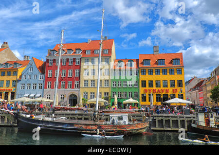 Nyhavn Waterfront in Kopenhagen, Dänemark Stockfoto