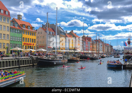 Nyhavn Waterfront in Kopenhagen, Dänemark Stockfoto