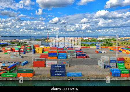 Container Terminal in Kopenhagen, Dänemark. Stockfoto