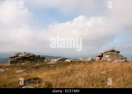 Ansicht der Teufelskanzel und Hexenaltar, Deutschland Stockfoto