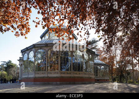 Glas-Palast Palacio de Cristal, Buen Retiro Park, Madrid, Spanien Stockfoto