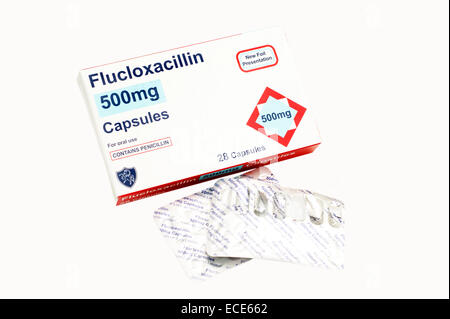 Flucloxacillin "Kapseln" Penicillin - Penicillinase-resistente Penicilline Antibiotika zur Behandlung von einer Reihe von Bedingungen Stockfoto