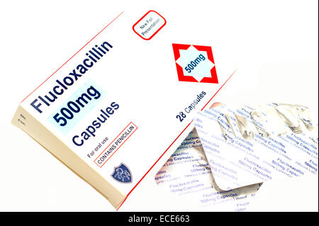 Flucloxacillin "Kapseln" Penicillin - Penicillinase-resistente Penicilline Antibiotika zur Behandlung von einer Reihe von Bedingungen Stockfoto