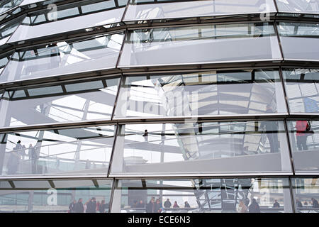 Menschen den Besuch der Reichstagskuppel in Berlin, Deutschland Stockfoto