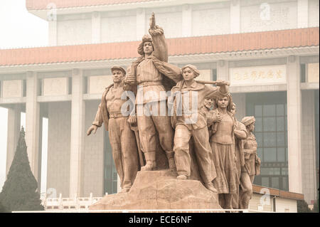 Die Marmorstatue am Tiananmen-Platz Stockfoto