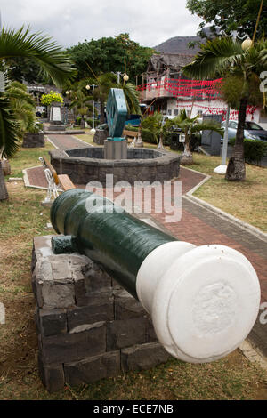 Mauritius, Port Louis, Victoria Square, Kolonialzeit Kanone auf ehemaligen Bahnhofsgelände Stockfoto