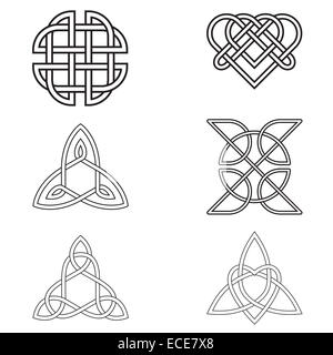 Schwarz Celtic Endless Knot isoliert auf weißem Hintergrund Stockfoto