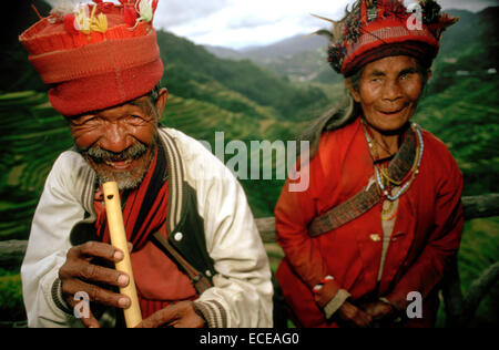 Menschen Ifugao Stamm. Reis-Terrassen. Aussichtspunkt. Banaue. Nord-Luzon. Philippinen. Banaue (oder alternativ als Banawe geschrieben) Stockfoto