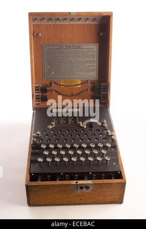 Der Nazi-deutschen Enigma-Chiffriermaschine verwendet während des zweiten Weltkrieges nahezu unzerbrechlich Code zum Senden von Nachrichten zu entwickeln. Die Enigma Einstellungen angeboten 150,000,000,000,000,000,000 Lösungsmöglichkeiten. Alliierten Bemühungen mit Sitz in Bletchley Park, England waren schließlich in der Lage, den die WorldÕs erste elektromagnetische Computer Code zu knacken. Stockfoto