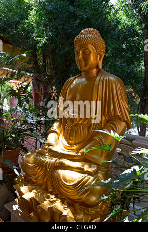 Statue von Sakyamuni Buddha Sakyamuni Buddha, Buddha, buddhistische Tempel, Hsi Lai Tempel, Stadt der Hacienda Heights, Los Angeles County, Kalifornien Stockfoto