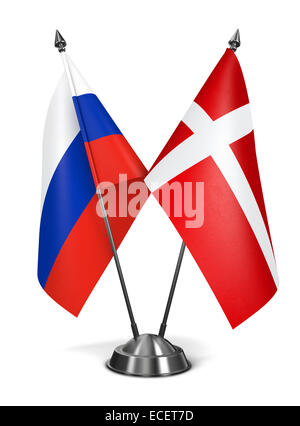 Russland und Dänemark - Miniatur-Flags. Stockfoto