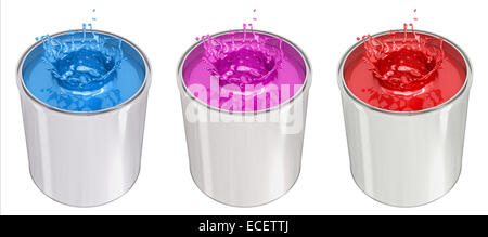 Farbeimer - isoliert auf weiss Stockfoto