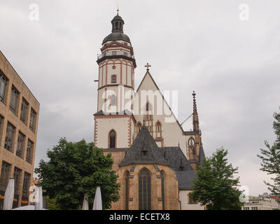 Thomaskirche St. Thomas Church in Leipzig Deutschland Johann Sebastian Bach als Kapellmeister und der aktuellen Position arbeitete Stockfoto