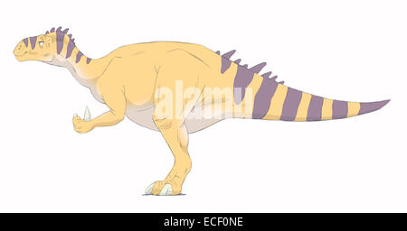 Iguanodon Bleistiftzeichnung mit digitaler Farbe. Stockfoto
