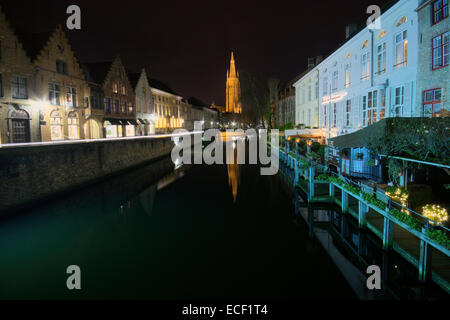 Eine nächtliche Szene von Brügge in Belgien Stockfoto