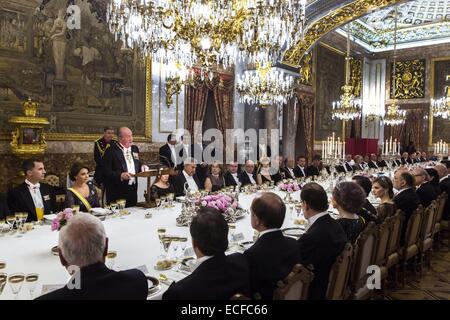 König Juan Carlos von Spanien, seine Frau Sofia, Kronprinz Felipe und Prinzessin Letizia besuchen das Gala-Dinner, um den mexikanischen Präsidenten Enrique Peña Nieto statt und seine Frau Angelika Rivero Featuring: König Juan Carlos von Spanien, Kronprinz Felipe, Prinzessin Leti Stockfoto