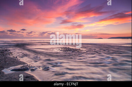 Sonnenuntergang am Seaton, Cornwall England uk Stockfoto