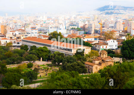 Luftbild auf Attalos Gallery, Athen, Griechenland Stockfoto