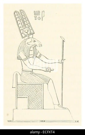 Diese Illustration von Smyth aus dem Jahr 1851 zeigt den ägyptischen Gott Amun-Ra, eine der bedeutendsten Gottheiten der altägyptischen Religion, die die Kraft der Sonne und der Schöpfung repräsentiert. Stockfoto