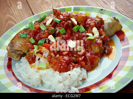 Land-Kapitän - Curry-Huhn und Reisgericht, im Süden der Vereinigten Staaten populär. Stockfoto