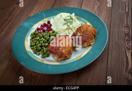 Wallenbergare - schwedische Hamburger Hackfleisch besteht aus fein gemahlenen Kalbfleisch. Stockfoto