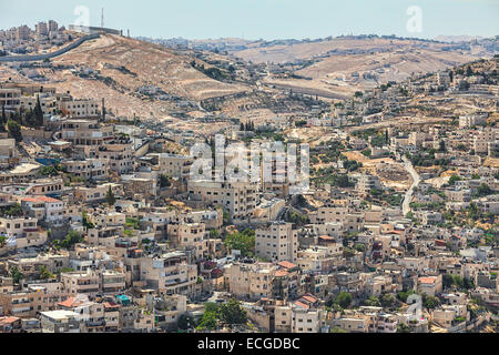 Blick auf Silwan Nachbarschaft am Rande der alten Stadt von Jerusalem, Israel. Stockfoto