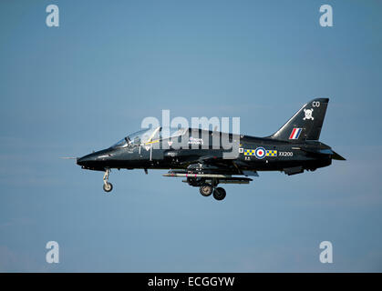 Königliche Luftwaffe militärische HS Hawker Siddley Hawk T1A Flugzeuge, Lossiemouth, Moray.  SCO 9352. Stockfoto