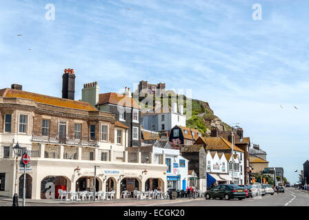 Blick über den Hafen von Hastings, England Stockfoto