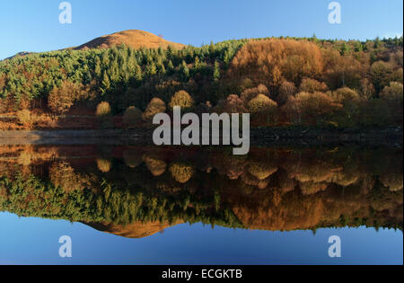 Großbritannien, Derbyshire, Peak District, Ladybower Reservoir und Whinstone Lee Tor Reflections. Stockfoto