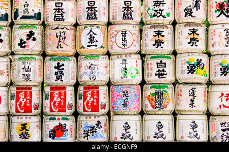 Sake-Fässer in Tokio Stockfoto