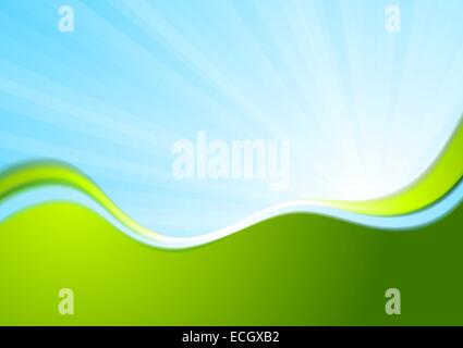 Blaue und grüne wellenförmige abstrakten Hintergrund. Vektor-design Stockfoto