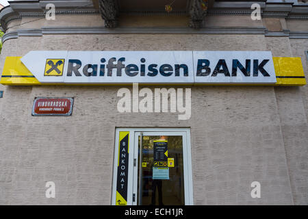 Die Filiale der Raiffeisen Bank. Raiffeisen Bank - die größten Genossenschaftsbanken in Europa Stockfoto