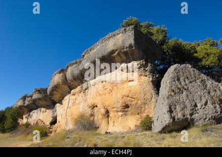 Felsformationen an der verzauberten Stadt, La Ciudad Encantada, Cuenca Provinz, Region Kastilien-La Mancha, Spanien, Europa Stockfoto