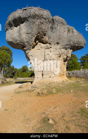 Felsformationen an der verzauberten Stadt, La Ciudad Encantada, Cuenca Provinz, Region Kastilien-La Mancha, Spanien, Europa Stockfoto