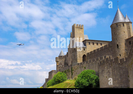 La Cité, Carcassonne, die mittelalterliche befestigte Stadt, Aude, Languedoc-Roussillon, Frankreich, Europa Stockfoto