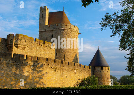 La Cité, Carcassonne, die mittelalterliche befestigte Stadt, Aude, Languedoc-Roussillon, Frankreich, Europa Stockfoto