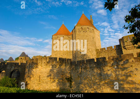 La Cité, Carcassonne, die mittelalterliche befestigte Stadt, Aude, Languedoc-Roussillon, Frankreich, Europa Stockfoto