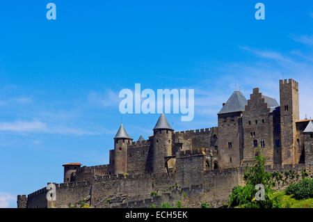 La Cité, Carcassonne, die mittelalterliche befestigte Stadt, Aude, Languedoc-Roussillon, Frankreich, Europa Stockfoto