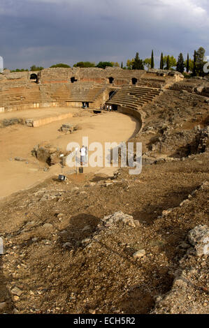 Römisches Amphitheater, Mérida, Badajoz Provinz, Ruta de La Plata, Spanien, Europa Stockfoto
