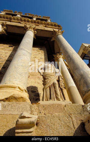 Ruinen, Theater in der alten römischen Stadt Emerita Augusta, Ruta de La Plata, Merida, Provinz Badajoz, Spanien, Europa Stockfoto