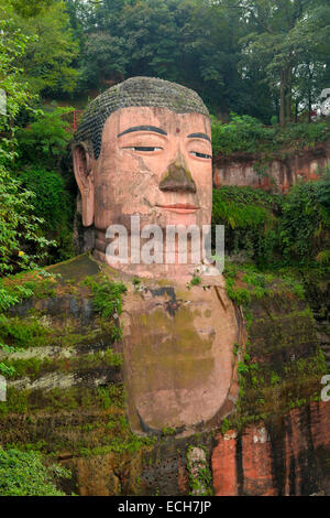 Größte Stein Buddha-Statue der Welt, Leshan Giant Buddha, Leshan, Sichuan, China Stockfoto