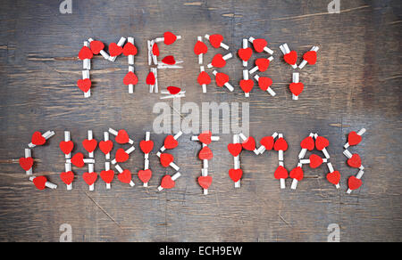 Vintage Weihnachten Hintergrund, Merry Christmas Schriftzug Karte. Stockfoto