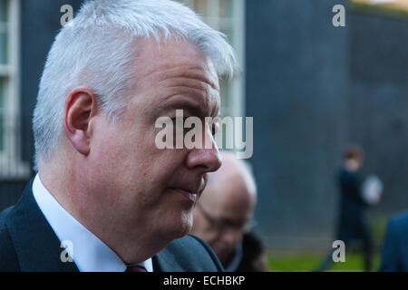 London, UK. 15. Dezember 2014. Schottische und walisische Führer für interministerieller Ausschuss Gespräche schließe mich Nordirlandes erste und stellvertretende erste Minister David Cameron in der Downing Street. Die Gespräche kommen drei Tage nach Camerons Angebot ein Finanzpaket für die Northern Ireland Executive von Stormont abgelehnt wurde. Bild: Walisische ersten Minister Carwyn Jones spricht mit den Medien. Bildnachweis: Paul Davey/Alamy Live-Nachrichten Stockfoto