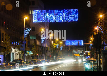 Weihnachtsbeleuchtung in Belfast City Centre Stockfoto