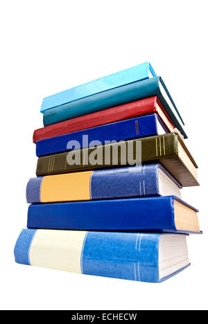 Stapel Bücher isoliert auf weiss Stockfoto