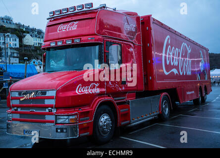 Coca Cola kommt zum Looe in East Cornwall 15. Dezember 2014 Stockfoto