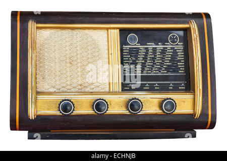 Old fashioned Vintage Radio isoliert auf weißem Hintergrund Stockfoto